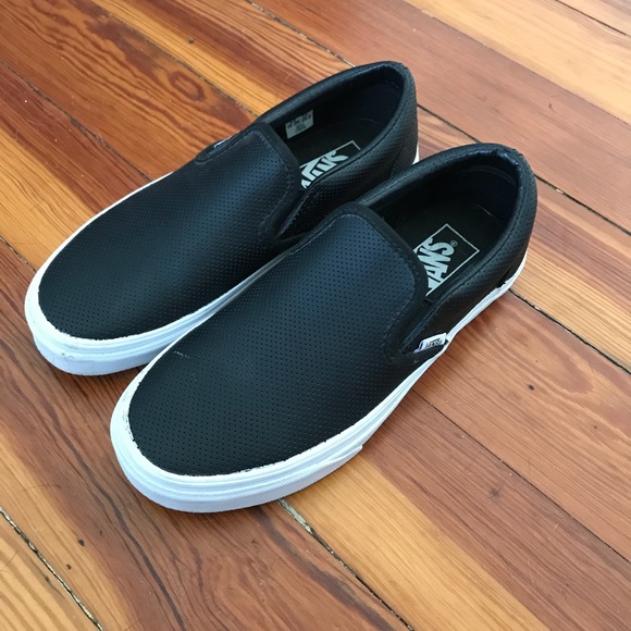 Vans Shoes - Vans - black leather slip ons